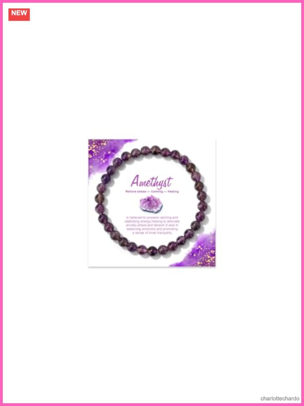 Amethyst Crystal Beaded Stretch Bracelet for Women Healing Gift